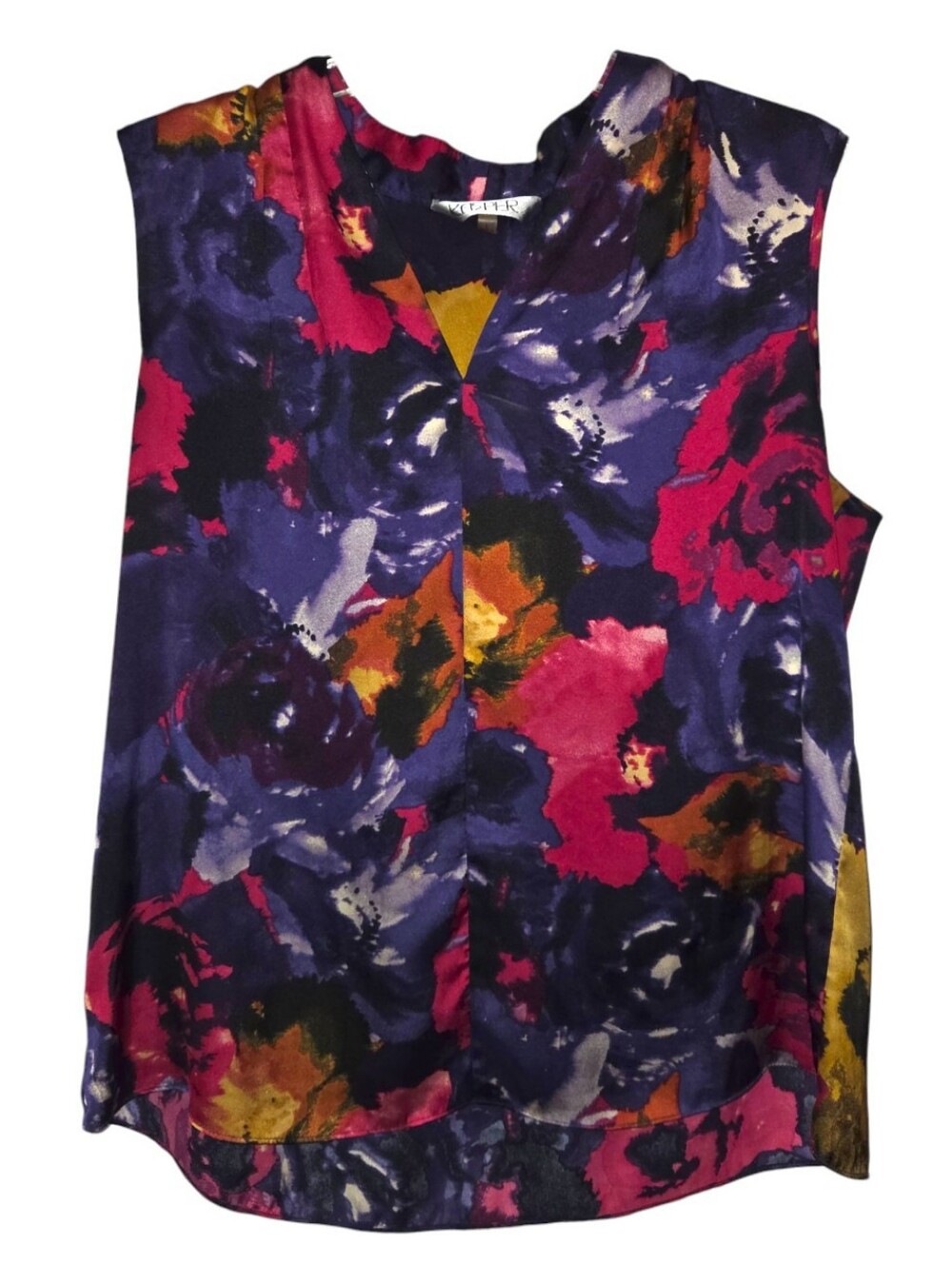 Kasper Purple Floral Sleeveless Blouse
